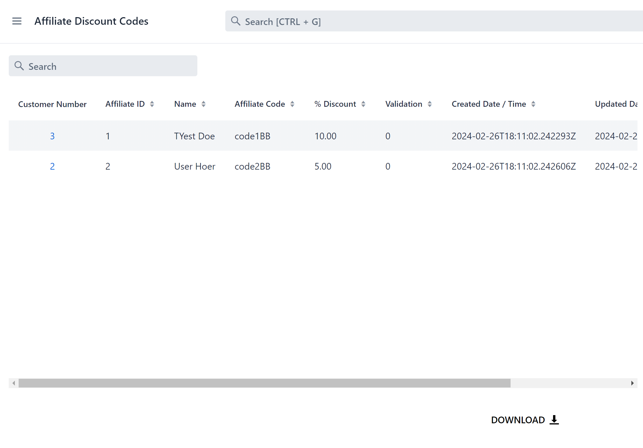 Affiliate discount codes page