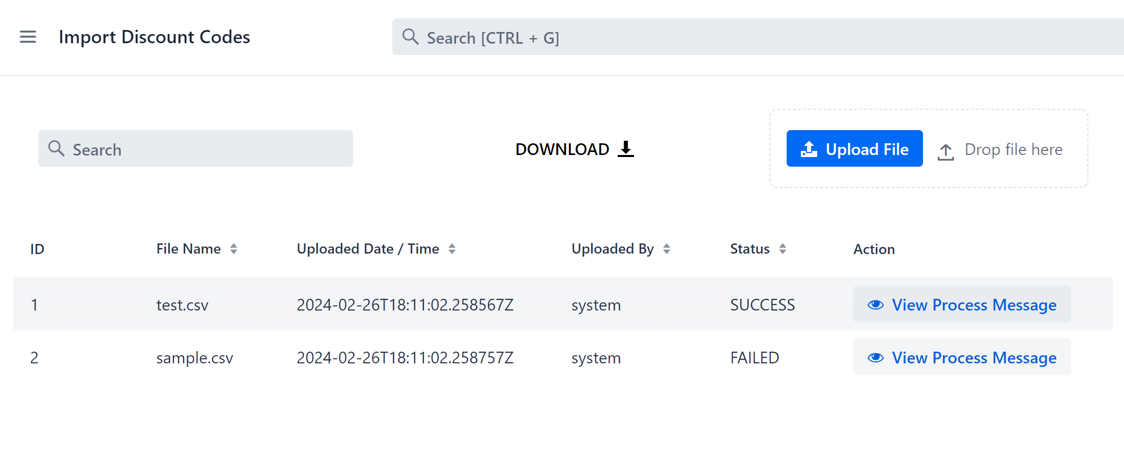 Bulk discount codes page
