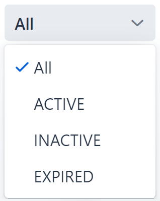 Status filter dropdown