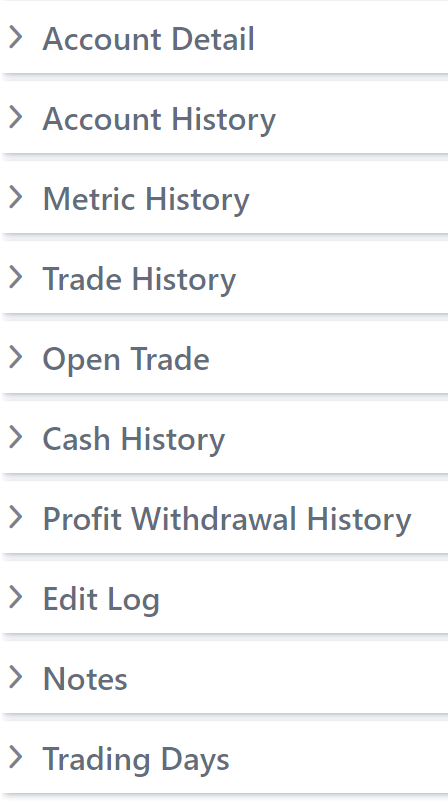 Account detail dropdowns