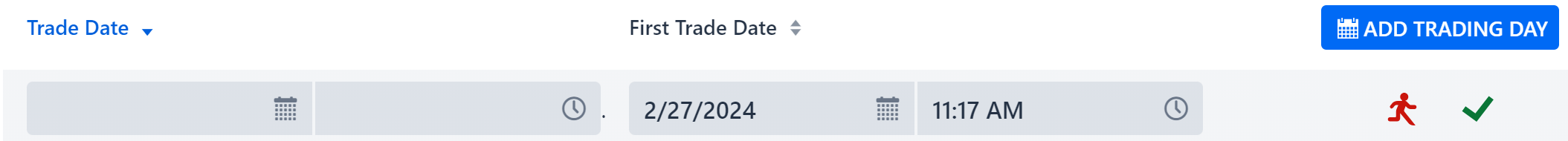 New trading day entry