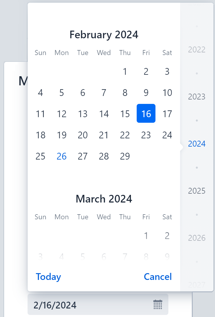 Calendar selector